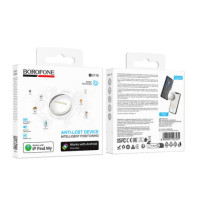 BOROFONE GPS Locator Tracker Tag white (UNIVERSAL for Apple Find + Android Find Hub)