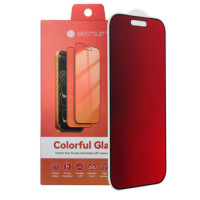Bestsuit Flexible Hybrid Glass 5D Colorfull Privacy 180 for IPHONE 15 Pro Max magenta