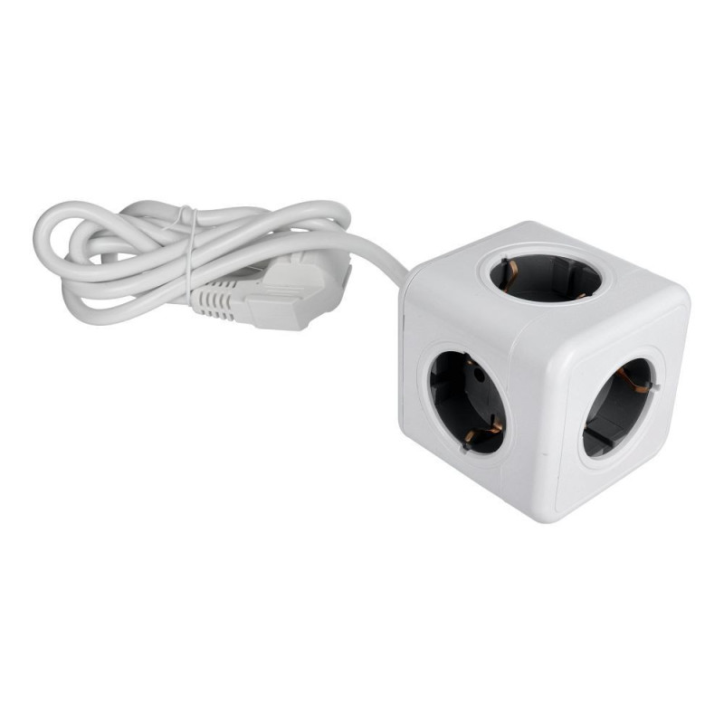 Power strip cube 5 sockets max 3680W with 1,4m power cable E03 white Power strip cube 5 sockets max 3680W with 1,4m power cable E03 white