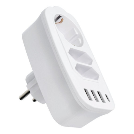 Power strip with 3 sockets max 16A with  3x USB A