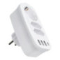 Power strip with 3 sockets max 16A with  3x USB A, 1x typ C ports E06 white