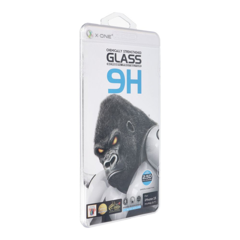 X-ONE Full Cover Extra Strong Crystal Clear - for iPhone 15 Pro Max tempered glass 9H