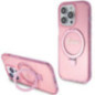 GUESS case for IPHONE 15 Pro compatible with MagSafe GUHMP15LHRSGSP (Glitter Script Logo Ring stand) pink