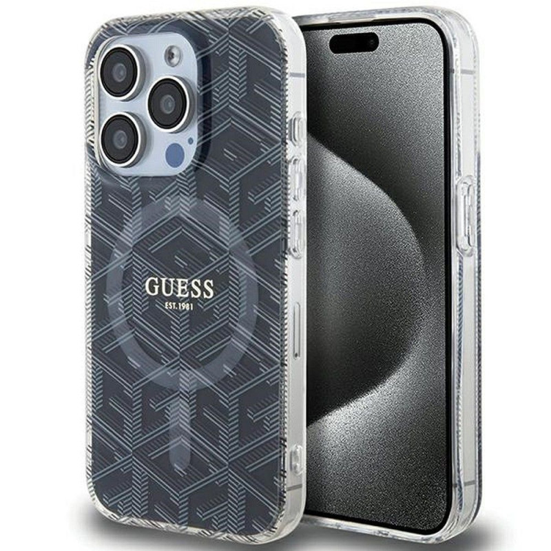 GUESS case for IPHONE 15 Pro Max compatible with MagSafe GUHMP15XHGCUSTGK (IML GCUBE) black GUESS case for IPHONE 15 Pro Max compatible with MagSafe GUHMP15XHGCUSTGK (IML GCUBE) black