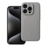 Case for iPhone 15 PRO Silicone Mag Cover compatible with MagSafe (camera protection) titanium gray