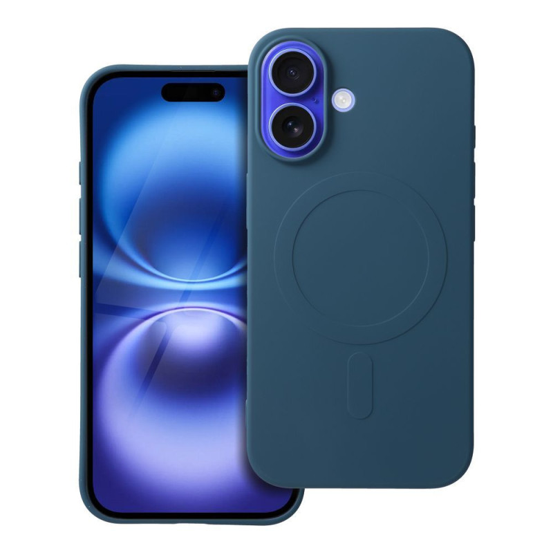 Case for iPhone 16 Silicone Mag Cover compatible with MagSafe (big hole) blue Case for iPhone 16 Silicone Mag Cover compatible with MagSafe (big hole) blue