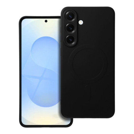 Case for Samsung S25 PLUS Silicone Mag Cover compatible with MagSafe (camera protection) black