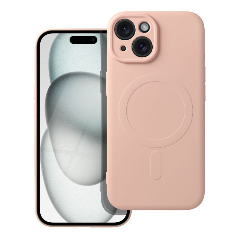 Case for iPhone 15 Silicone Mag Cover compatible with MagSafe (camera protection) pink Case for iPhone 15 Silicone Mag Cover compatible with MagSafe (camera protection) pink