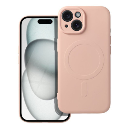 Case for iPhone 15 Silicone Mag Cover compatible with MagSafe (camera protection) pink