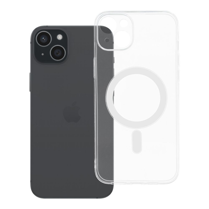 Case for iPhone 15 PLUS Clear Case 2 mm Mag Cover compatible with MagSafe (camera protection) transparent