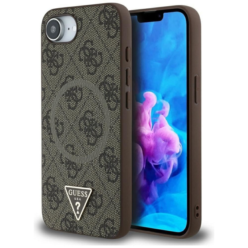 GUESS case for IPHONE 16e (SE 4 2025) compatible with MagSafe GUHMPSE4P4TDPW (PU 4G RingTriangle Logo) brown