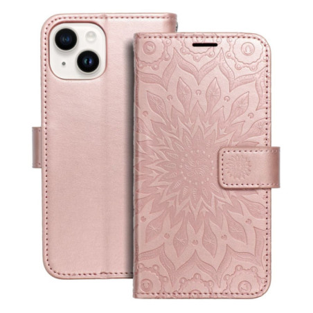 Flip case for iPhone 14 Mezzo Book mandala rose gold