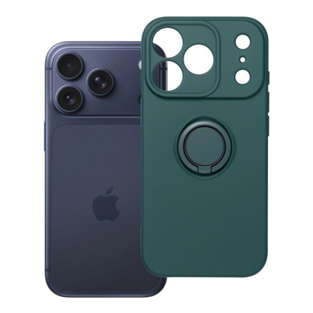 Case for iPhone 17 Pro / 18 Pro (low camera edge) Silicone Ring green