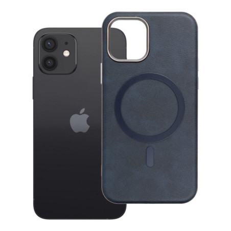 Case for iPhone 12 Gentleman Mag Cover compatible with MagSafe navy blue