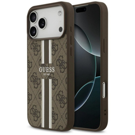 GUESS case for IPHONE 17 Pro Max compatible with MagSafe GUHMP17XP4RPSW (4G Printed Stripes) brown