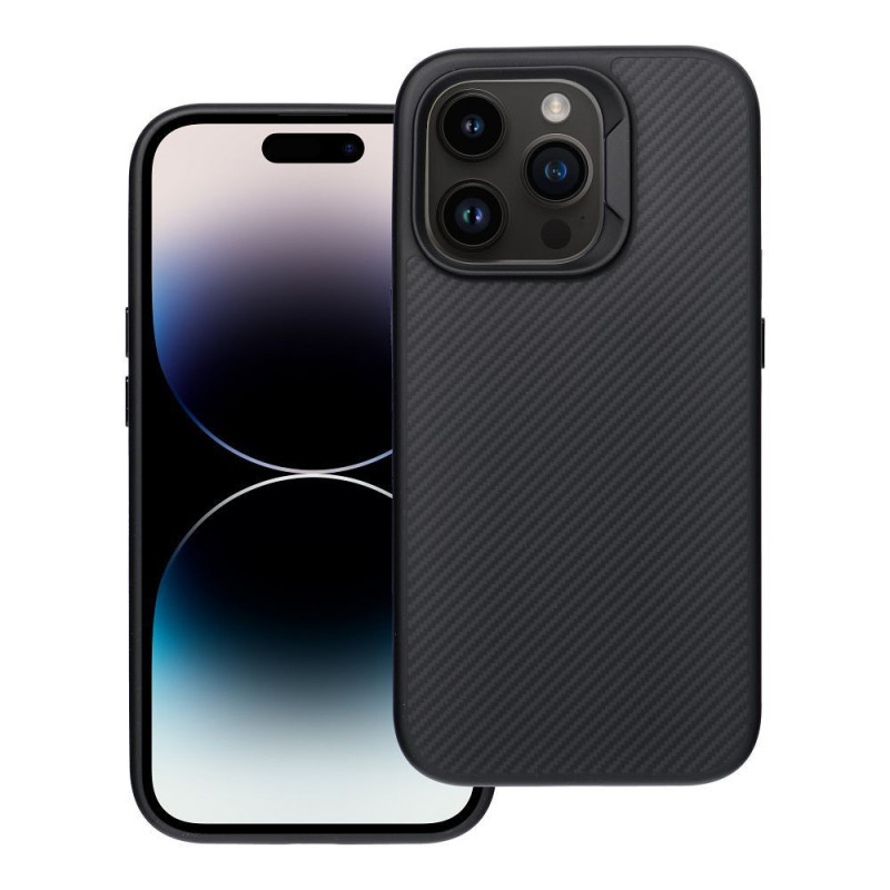 Case for iPhone 14 PRO Carbon Elite Mag Cover compatible with MagSafe black