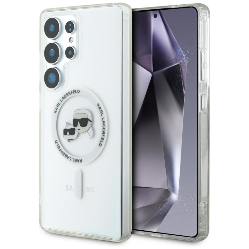 KARL LAGERFELD case for SAMSUNG S25 Ultra KLHMS25LHLSKCH (Magnetic IML Metal KC Heads) white