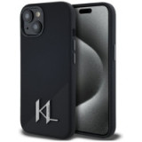 KARL LAGERFELD case for IPHONE 15 compatible with MagSafe KLHMP15SSCMKMPCK (Silicone Initial Metal Logo) black