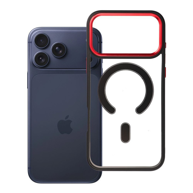Case for iPhone 17 Pro Max / 18 Pro Max (low camera edge) Color Edge Mag Cover compatible with MagSafe black-red Case for iPhone 17 Pro Max / 18 Pro Max (low camera edge) Color Edge Mag Cover compatible with MagSafe black-red