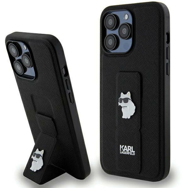 KARL LAGERFELD case for IPHONE 13 Pro Max KLHCP13XGSACHPK (Gripstand Saffiano choupette PIN) black
