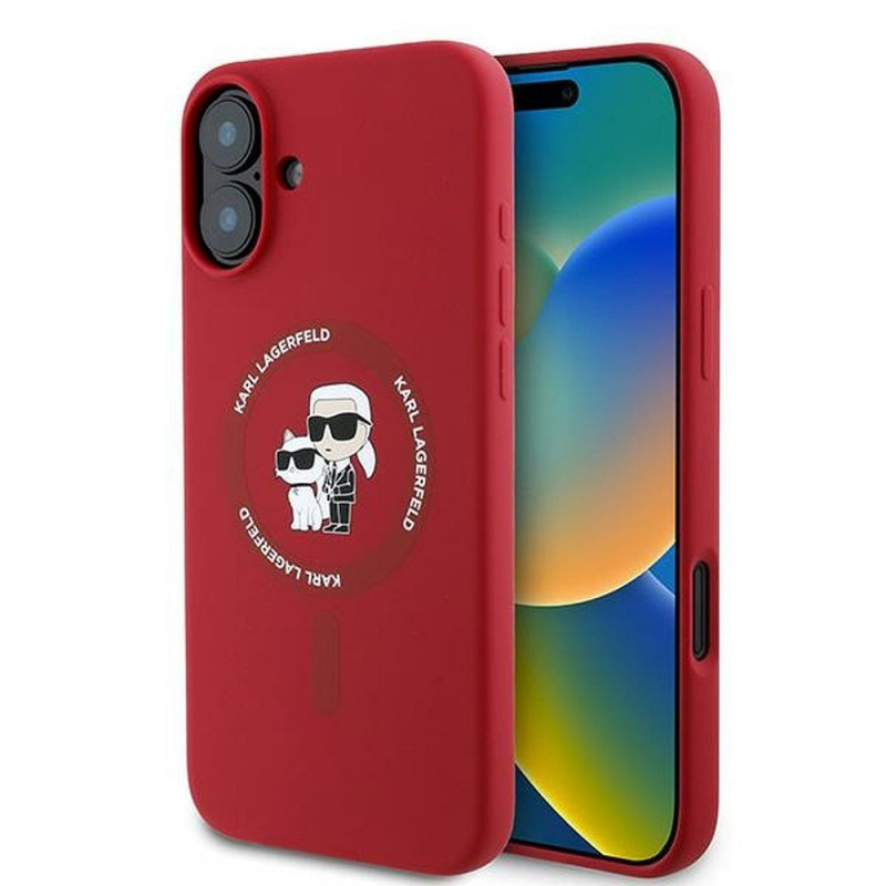 KARL LAGERFELD case for IPHONE 16 Plus compatible with MagSafe KLHMP16MSCMKCRHR (Silicone KC Body Ring) red KARL LAGERFELD case for IPHONE 16 Plus compatible with MagSafe KLHMP16MSCMKCRHR (Silicone KC Body Ring) red