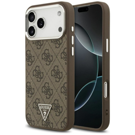GUESS case for IPHONE 17 Pro Max compatible with MagSafe GUHMP17XP4TSRCMW (PU 4G W/Triangle Logo SL) brown