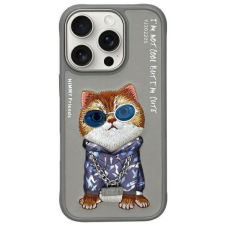 NIMMY case GLASSES COOL CAT for IPHONE 16 Pro Max gray