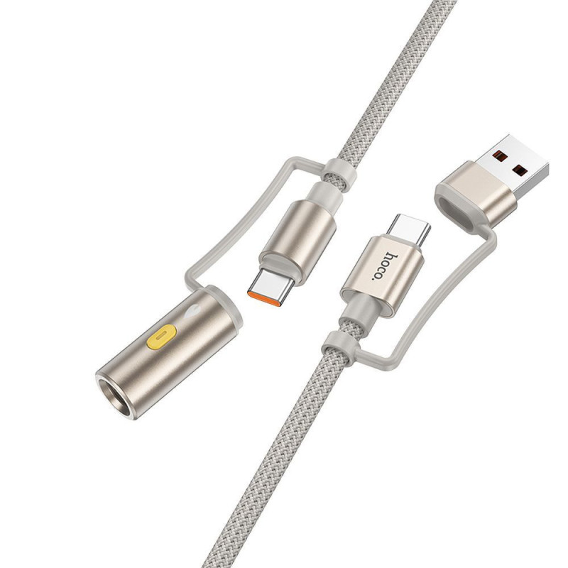 Cable All-in-one USB A / USB C to USB C / Cigarette lighter Hoco 3A 60W 1,2 m U138 grey