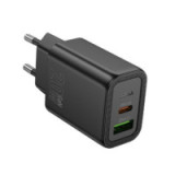 Phone charger Hoco USB A + USB C QC3.0 PD 3A 20W N61 black