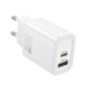 Phone charger Hoco USB A + USB C QC3.0 PD 3A 30W N63 white Phone charger Hoco USB A + USB C QC3.0 PD 3A 30W N63 white