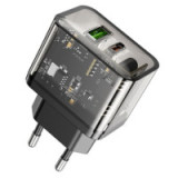 Phone charger Hoco USB A + USB C QC3.0 PD 3A 20W N34 transparent