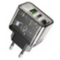 Phone charger Hoco USB A + USB C QC3.0 PD 3A 20W N34 transparent Phone charger Hoco USB A + USB C QC3.0 PD 3A 20W N34 transparent