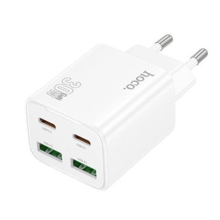 Phone charger Hoco 2 x USB C + 2 x USB A QC3.0 PD 3A 30W N56 white