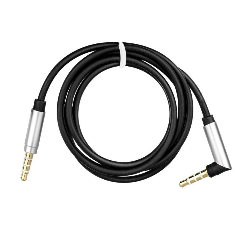 Cable AUX Jack 3,5 mm (male) to Jack 3,5 mm (male) at an angle 90 degree 1 m black