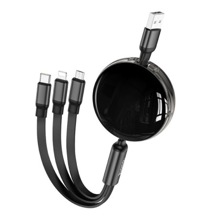 Cable 3in1 USB A to Lightnig / Micro USB / USB C Hoco 2A 1 m X78 black