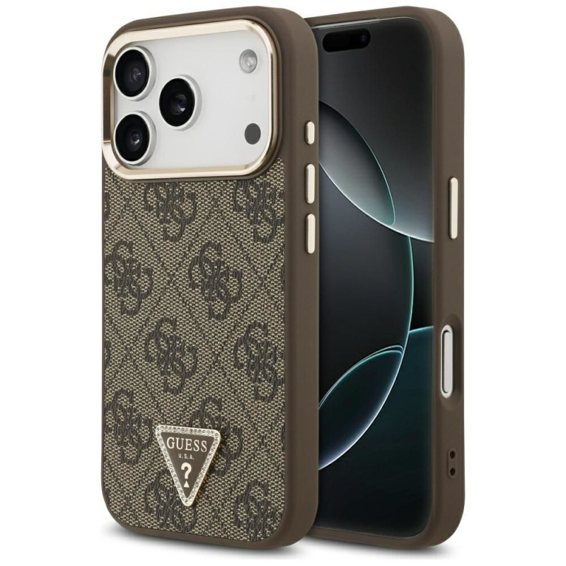 GUESS case for IPHONE 17 Pro compatible with MagSafe GUHMP17LP4GTDGMW (4G PU W/ Triangle Logo) gold brown GUESS case for IPHONE 17 Pro compatible with MagSafe GUHMP17LP4GTDGMW (4G PU W/ Triangle Logo) gold brown