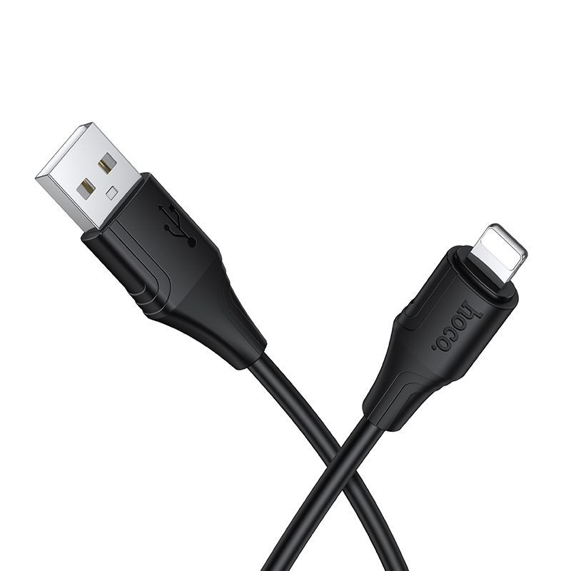 Silicone Cable USB A to Lightning Hoco 2,4A 1 m X124 black Silicone Cable USB A to Lightning Hoco 2,4A 1 m X124 black
