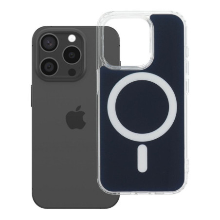 Case for iPhone 15 PRO Clear Fusion Mag Cover compatible with MagSafe navy blue
