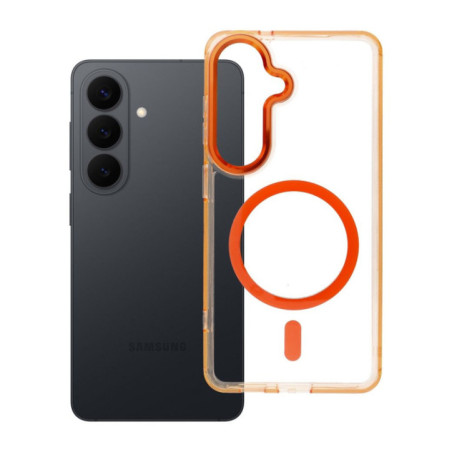 Case for Samsung S26 Frame Clear Hybrid Mag Cover compatible with MagSafe hermes orange