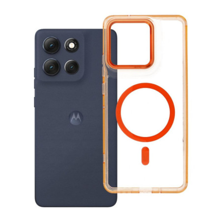 Case for Motorola G86 Frame Clear Hybrid Mag Cover compatible with MagSafe hermes orange