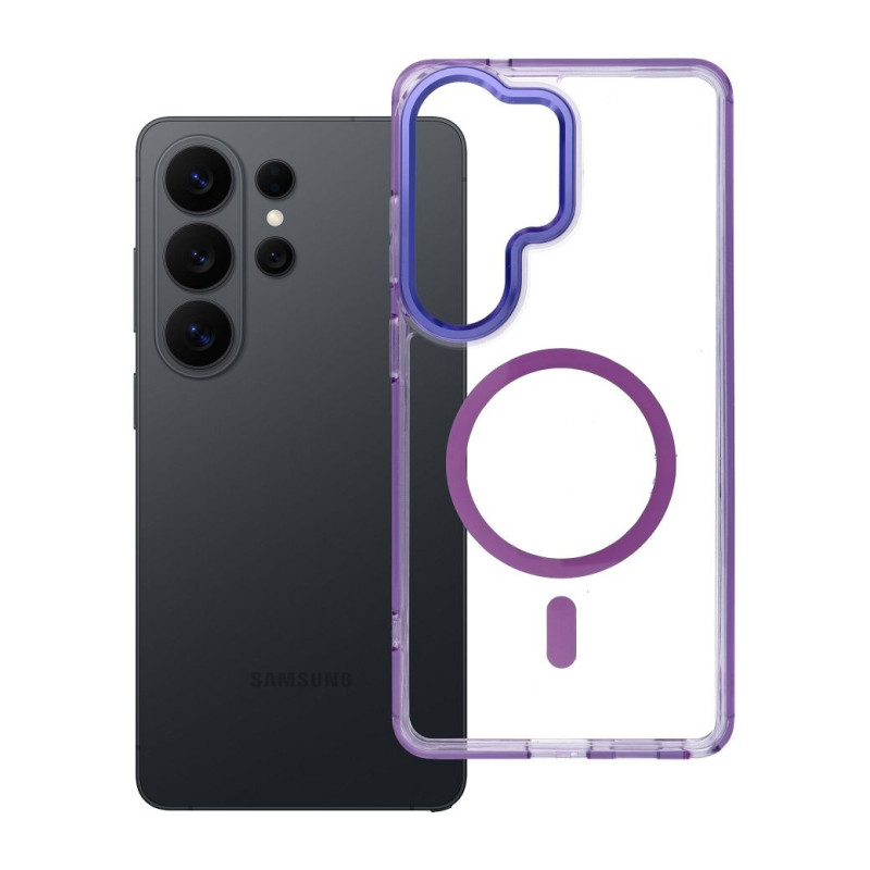 Case for Samsung S26 Frame Clear Hybrid Mag Cover compatible with MagSafe ULTRA purple