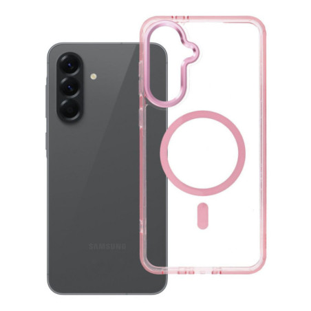 Case for Samsung A56 Frame Clear Hybrid Mag Cover compatible with MagSafe powder pink