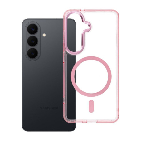 Case for Samsung S26 Frame Clear Hybrid Mag Cover compatible with MagSafe powder pink