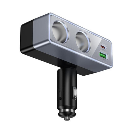 Car charger Hoco 1xUSB A + 1xUSB C+2x cigarette lighter ports PD QC3.0 max 240W/24V Z65B black