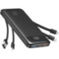 Powerbank Charmast W1148 5V 3A 10000 mAh with built-in cables USB A / USB C / Lightning / Micro USB black