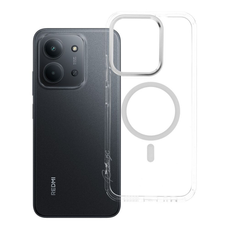 Case for Xiaomi Redmi 15C (173,16 x 81,07 x 8,2) Frame Clear Hybrid Mag Cover compatible with MagSafe transparent