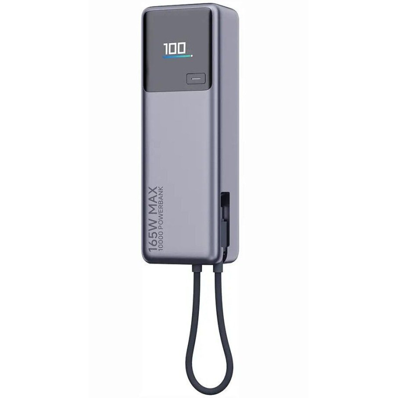Powerbank Xiaomi 10000 mAh QC PD 165W with built-in cable USB C PB1165MI with LED dispaly gray