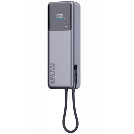 Powerbank Xiaomi 10000 mAh QC PD 165W with built-in cable USB C PB1165MI with LED dispaly gray
