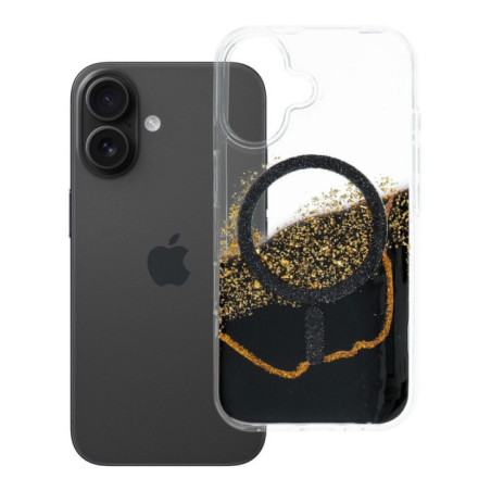 Case for iPhone 16 Golden compatible with MagSafe black