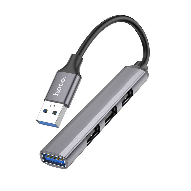 Adapter HUB 4in1 (USB 3.0+USB 2.0 x 3) USB-A Hoco HB26 szary Adapter HUB 4in1 (USB 3.0+USB 2.0 x 3) USB-A Hoco HB26 szary